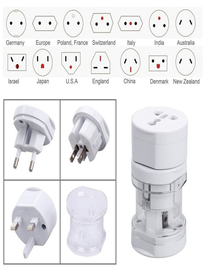 Redclip Universal Travel Adapter Set Europe EU European Travel Adapter International Adaptor Worldwide Power Plug for USA UK AUS Japan China Itlay Germany Canada (White) - Image 2